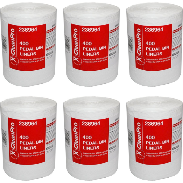 CleanPro Pedal Bin Liners 6 x 400 2400 liners bulk wholesale
