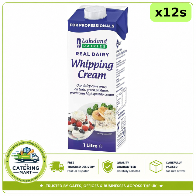 Lakeland Dairies Real Dairy Whipping Cream 12 x 1L bulk wholesale catering pack