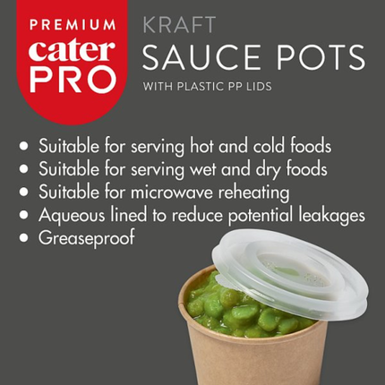 CaterPro Premium 6 x 40 Kraft Sauce Pots with PP Lids 113ml | Bulk Wholesale