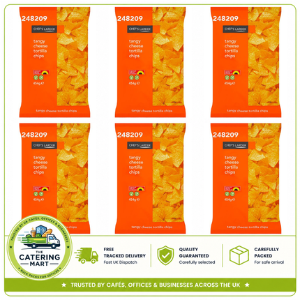 Chef's Larder Tangy Cheese Tortilla Chips 6 x 454g bulk wholesale tortilla chips