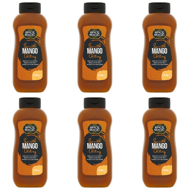 Spice Magic Smooth Mango Chutney wholesale case containing 6 x 1.2kg catering jars