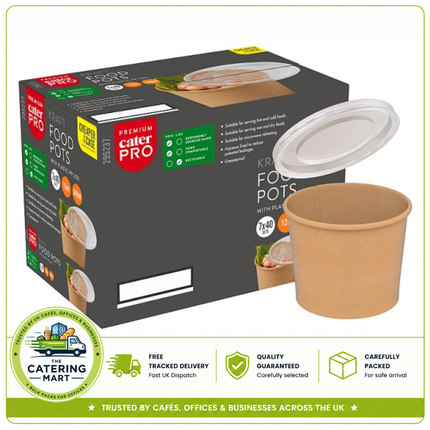 CaterPro Premium 7 x 40 Kraft Food Pots 340ml | Bulk Wholesale Food Packaging