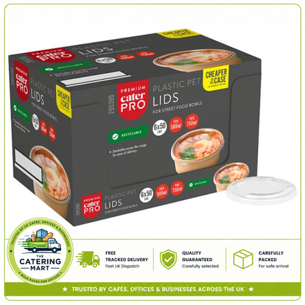 CaterPro Premium 6 x 50 PET Lids for Street Food Bowls | Bulk Wholesale
