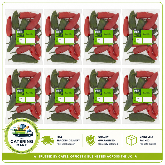 Farm Fresh Mixed Chillies 8 x 250g bulk wholesale fresh mixed chillies for catering