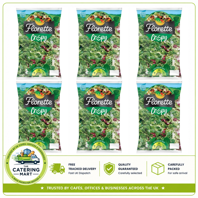 Florette Crispy Salad wholesale case containing 6 x 450g packs of fresh crisp salad leaves