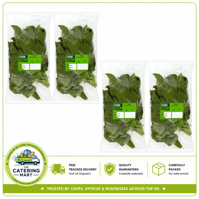 Farm Fresh Basil 4 x 100g containing 400g of fresh aromatic basil leaves for wholesale catering
