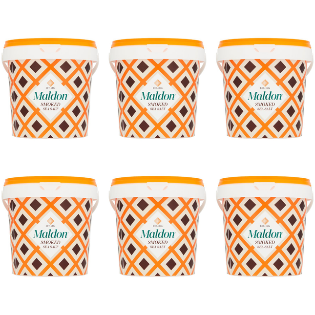 Maldon Smoked Sea Salt wholesale case containing 6 x 500g catering packs