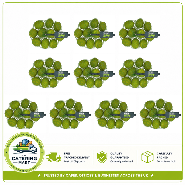 Farm Fresh Limes wholesale case containing 10 packs of 10 fresh whole limes