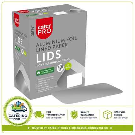 CaterPro 500 Aluminium Foil Lined Paper Lids for Rectangular Trays | Wholesale