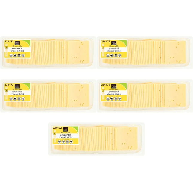Chef's Larder Emmental Cheese Slices wholesale case containing 5 x 800g packs