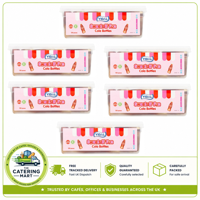 Vidal Sweets R' Fun Cola Bottles wholesale case containing 6 x 864g packs of 120 soft chewy cola bottle sweets