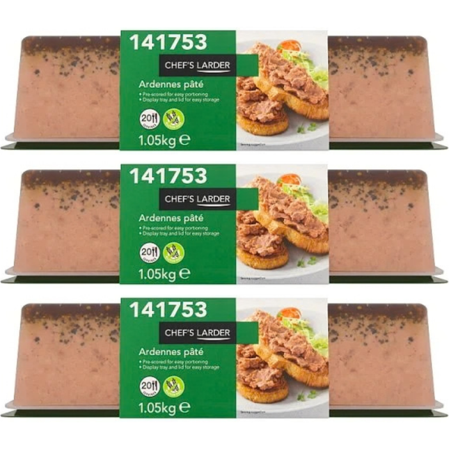Chef's Larder Ardennes Pâté wholesale case containing 3 x 1.05kg packs