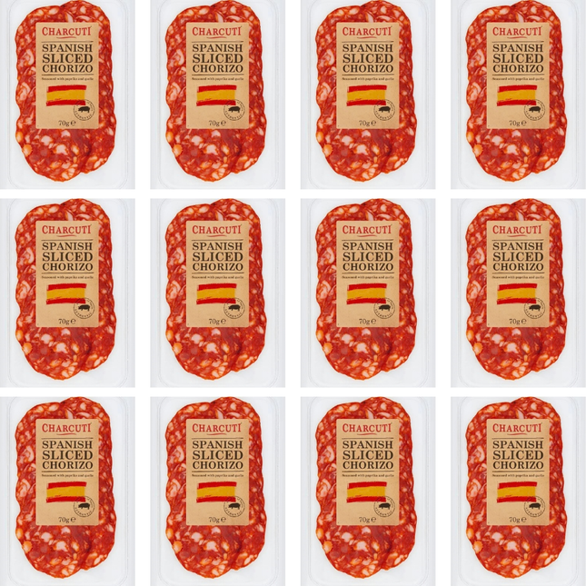 Charcuti Spanish Sliced Chorizo 12 x 70g wholesale Spanish chorizo