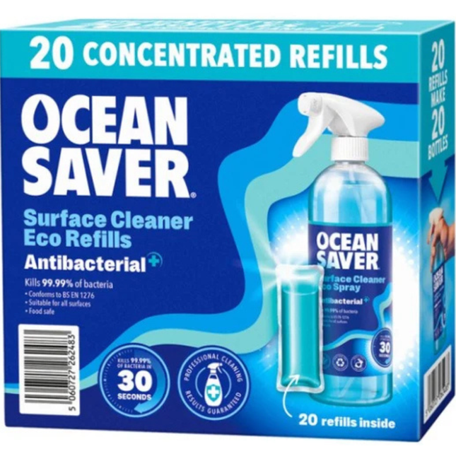 OceanSaver Antibacterial Surface Cleaner Eco Refills pack of 20 x 10ml