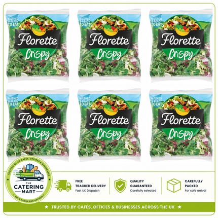 Florette Crispy Salad wholesale case containing 6 x 90g packs of fresh crisp salad leaves