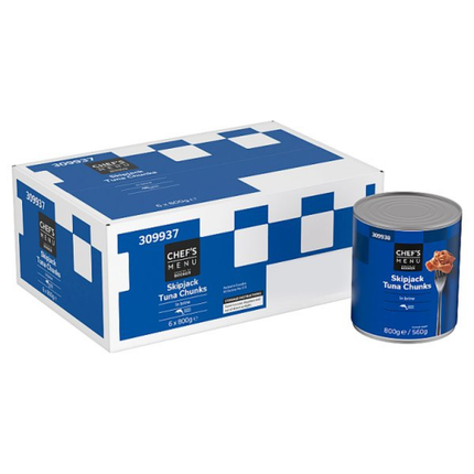 Chef's Menu Skipjack Tuna Chunks in Brine 6 x 800g | Wholesale Canned Tuna