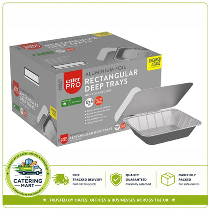CaterPro 6 Aluminium Foil Rectangular Deep Trays with Foil Lined Lids