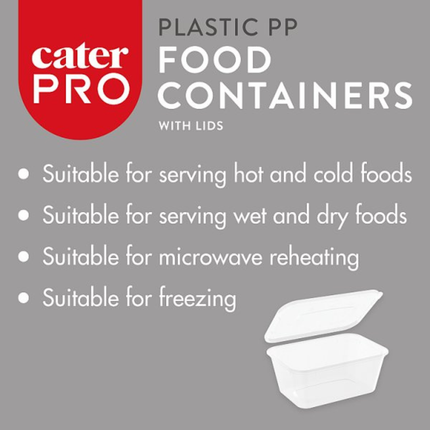 CaterPro 100 PP Food Containers with Lids 1000ml | Wholesale Packaging