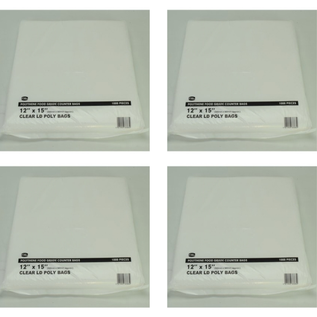 FyNite Clear Food Grade Polythene Counter Bags 4 x 1000 12 x 15 inch