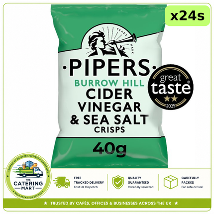 Pipers Burrow Hill Cider Vinegar & Sea Salt Crisps 24 x 40g bulk wholesale case