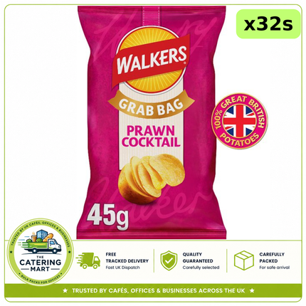 Walkers Prawn Cocktail Grab Bag Crisps 32 x 45g bulk wholesale case