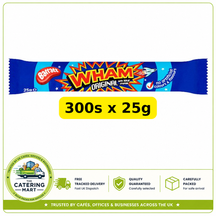 Barratt Wham Original with Sour Crystals 300 x 25g wholesale case of raspberry chew bars