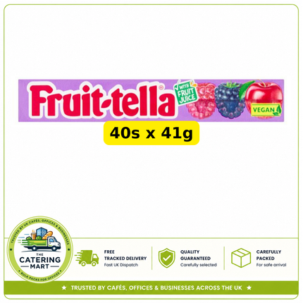 Fruit-tella Fruit Chews wholesale case containing 40 individual 41g packs of fruity chewy sweets