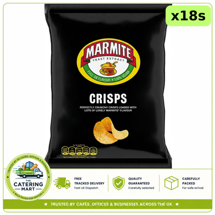 Marmite Yeast Extract Crisps wholesale case containing 18 x 65g individual packs