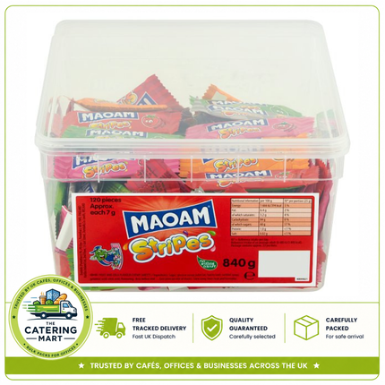 MAOAM Stripes Fruit & Cola Flavour Chewy Sweets 840g wholesale tub