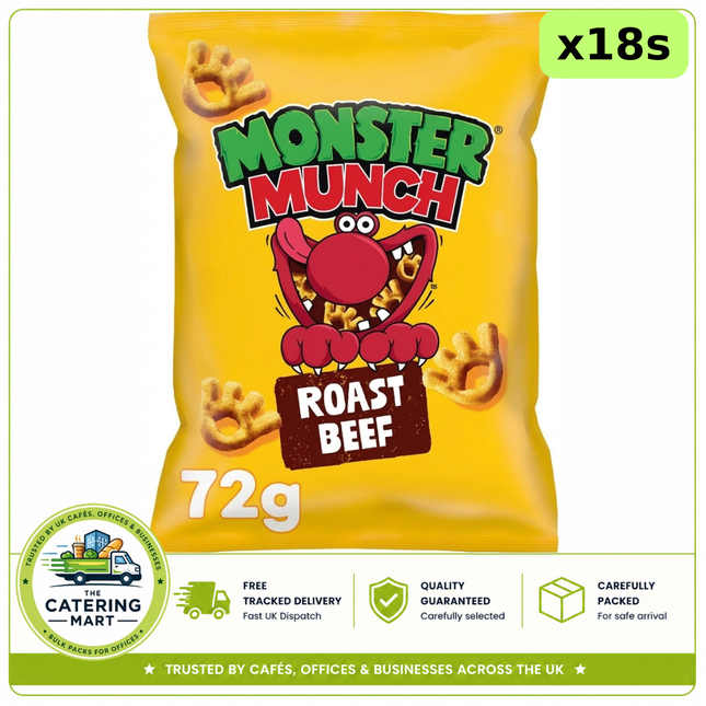 Walkers Monster Munch Roast Beef Crisps 18 x 72g wholesale case