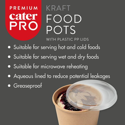 CaterPro Premium 6 x 50 Kraft Food Pots with PP Lids 227ml | Wholesale