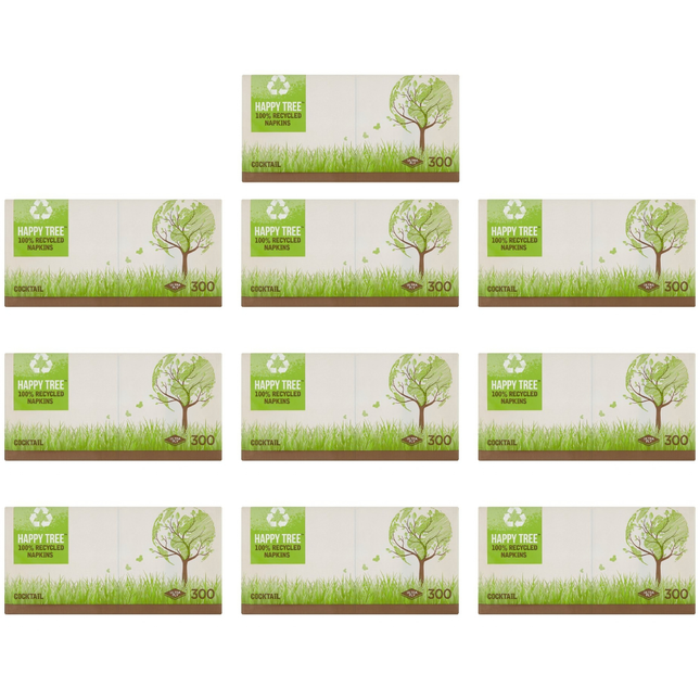 Happy Tree 10 x 300 Cocktail Ultra Ply Napkins wholesale case for bars cafes restaurants and catering