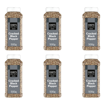 Chef's Menu Cracked Black Pepper wholesale case of 6 x 500g packs