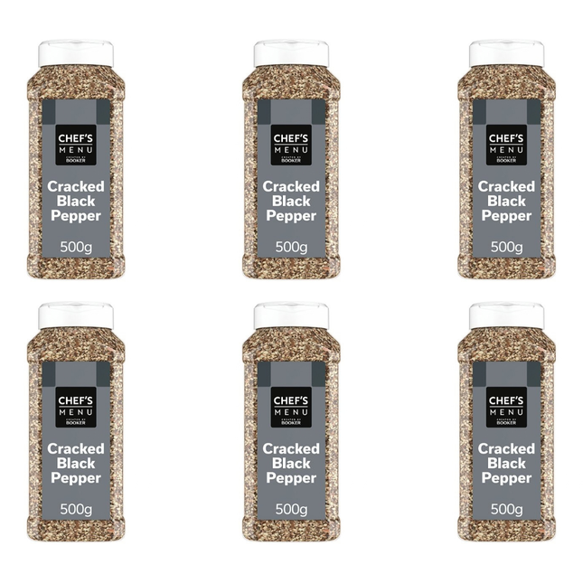 Chef's Menu Cracked Black Pepper wholesale case of 6 x 500g packs