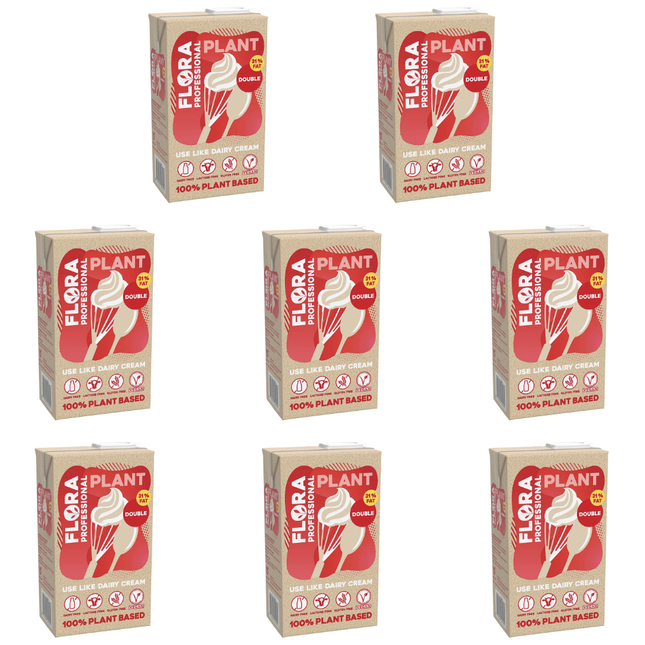 Flora Professional Plant Double Cream wholesale case containing 8 x 1L cartons
