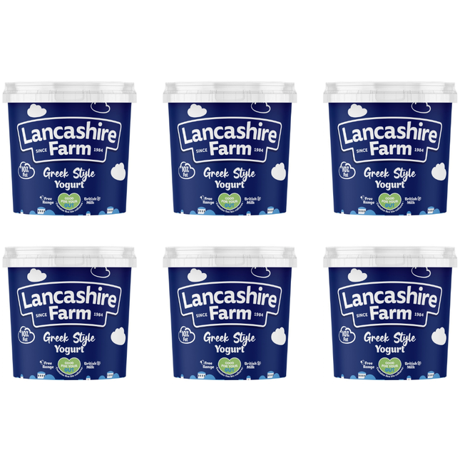 Lancashire Farm Greek Style Yogurt wholesale case containing 6 x 1kg creamy yoghurt tubs