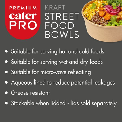 CaterPro Premium 6 x 50 Kraft Street Food Bowls 1300ml | Bulk Wholesale