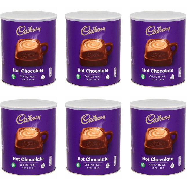 Cadbury Drinking Hot Chocolate Powder wholesale case containing 6 x 2kg packs for catering and cafés