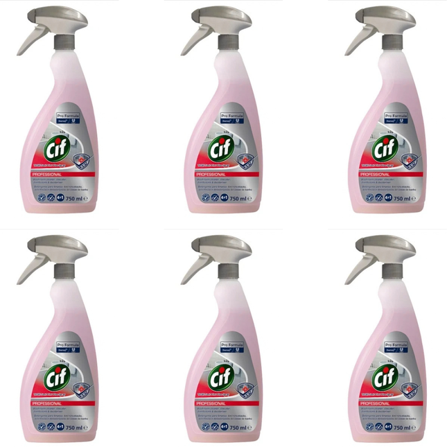 Cif Washroom Spray 4 in 1 bathroom cleaner 750ml bottles, wholesale case of 6
