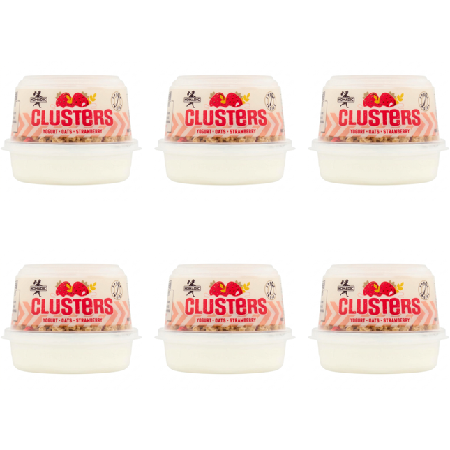 Nomadic Clusters Yogurt Oats & Strawberry wholesale case containing 6 x 169g strawberry yogurt pots