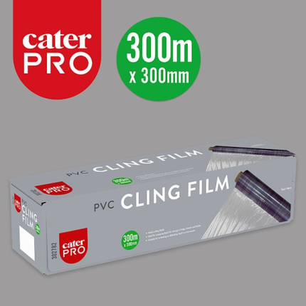 CaterPro PVC Cling Film 300m x 300mm | Case of 9 | Wholesale