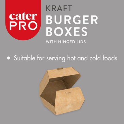 CaterPro 10 x 25 Kraft Burger Boxes with Hinged Lids | Bulk Wholesale Packaging