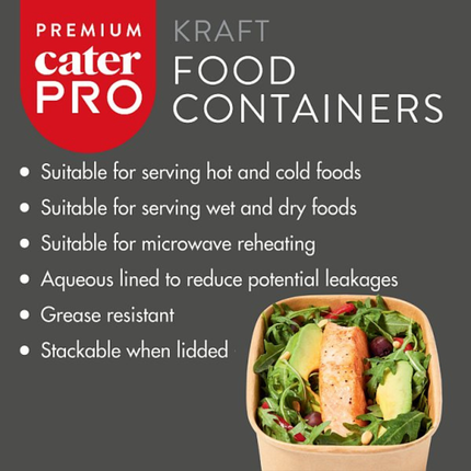 CaterPro Premium 50 Kraft Food Containers 650ml | Wholesale Food Packaging