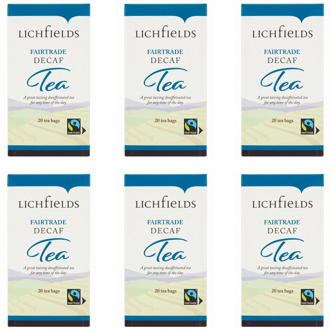 Lichfields Fairtrade Decaf Tea Bags wholesale case containing 6 x 20 bags 40g for catering