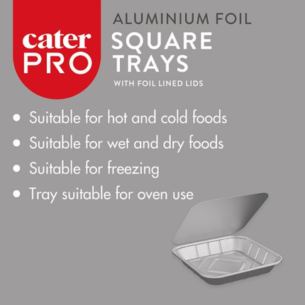 CaterPro 10 x 14 Aluminium Foil Square Trays 241 x 241 x 39mm | Wholesale