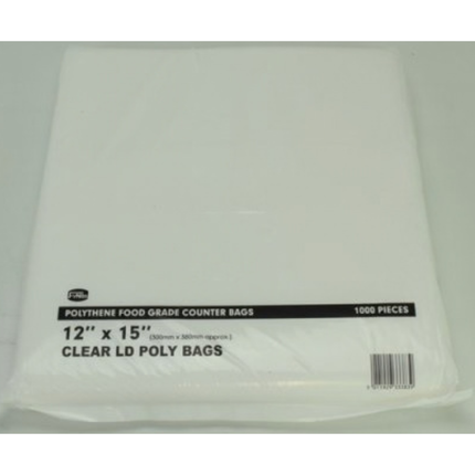 FyNite Clear Food Grade Polythene Counter Bags 1000pcs 12 x 15 inch