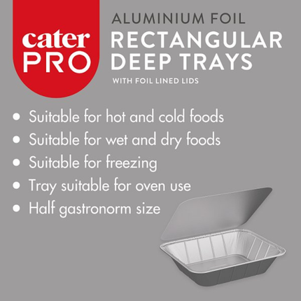CaterPro 6 Aluminium Foil Rectangular Deep Trays with Foil Lined Lids