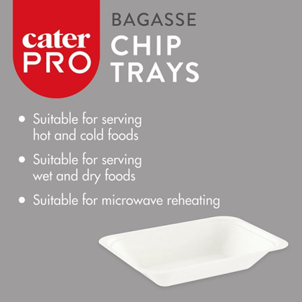 CaterPro 100 Bagasse Chip Trays | Wholesale Food Packaging