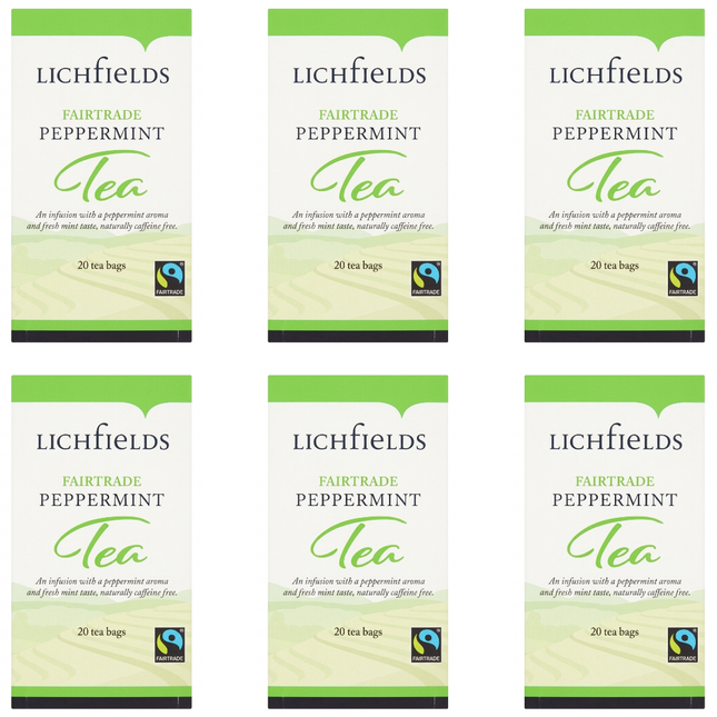 Lichfields Fairtrade Peppermint Tea Bags wholesale case of 6 x 20 bags 30g for catering