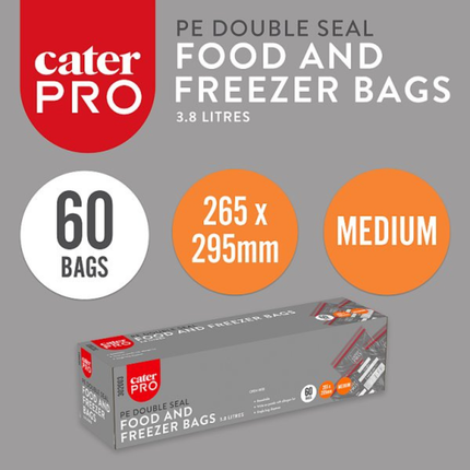 CaterPro Medium PE Food & Freezer Bags 3.8L | 265 x 295mm | 60 Bags | Wholesale